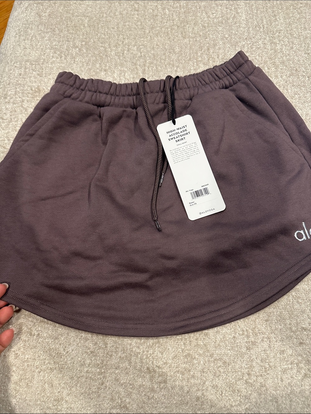 ALO Yoga High-Waist Mini Sweat Skirt in Deep Plum
